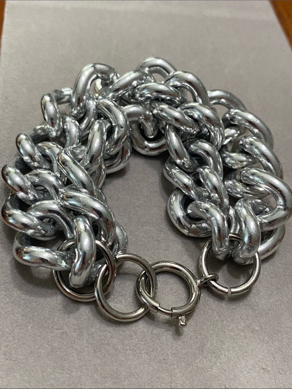Chunky Silver-Tone Chain Doube Bracelet